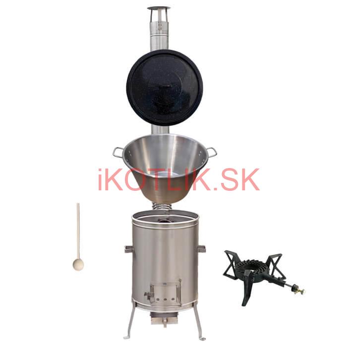 Nerezový kotol 40 L + nerezová kotlina 45 cm + horák LUX