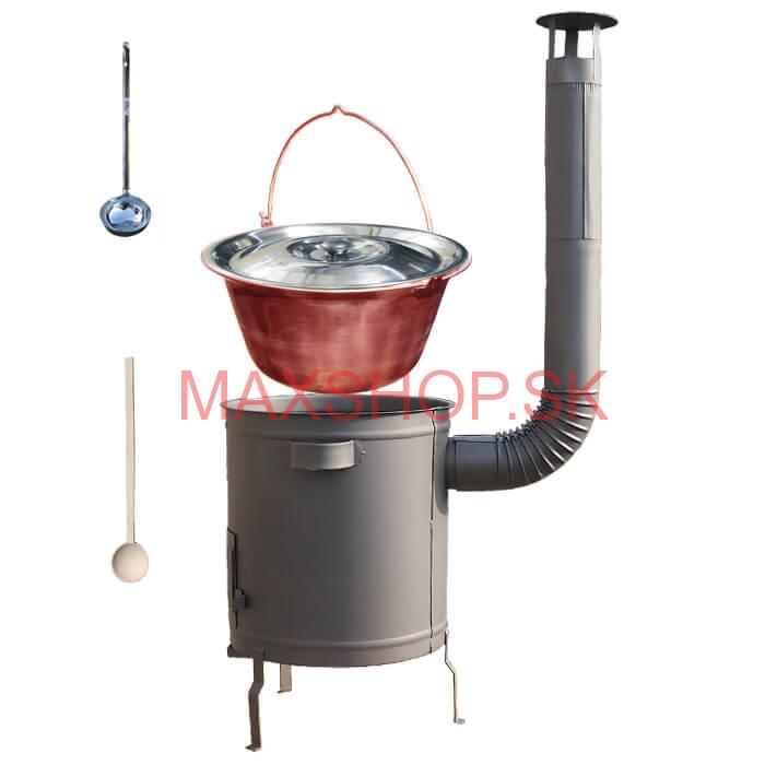 Medený kotlík 30 L (1,2 mm) + hrubostenná (1,5 mm) a žiaruvzdorná kotlina 45 PLUS 600