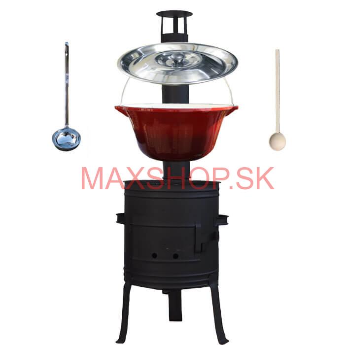 Liatinový kotlík 10 L so smaltovanou úpravou + nízka žiaruvzdorná kotlina 33 cm PLUS 700 + vareška a naberačka