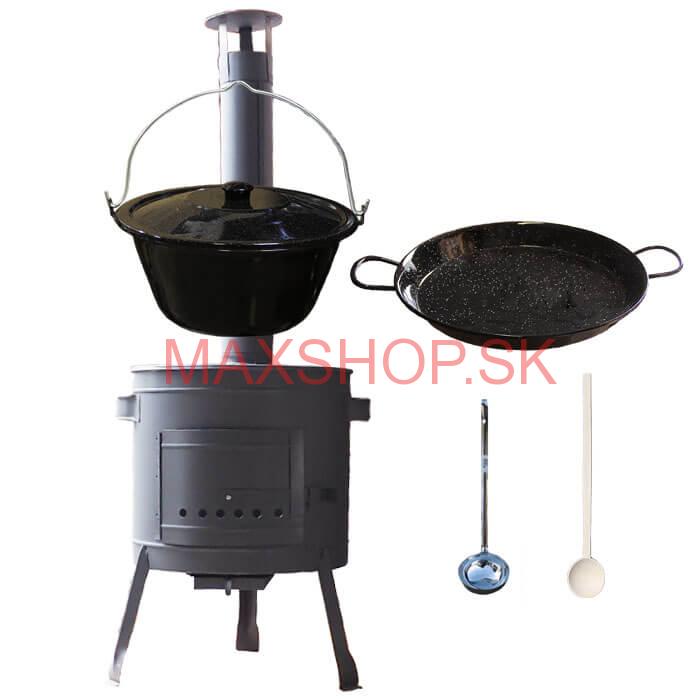 Smaltovaný kotlík 16 L + Paella smaltovaná panvica 42 cm + žiaruvzdorná nízka kotlina 39 PLUS 600