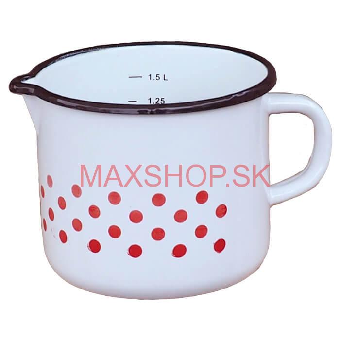 Smaltovaný hrnček s výlevkou 1,5 L - bodkovaný