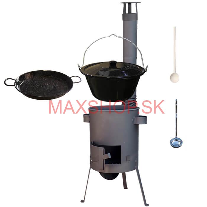Smaltovaný kotlík 13 L + Paella panvica 38 cm + žiaruvzdorná kotlina 36 PLUS 600 4 MM