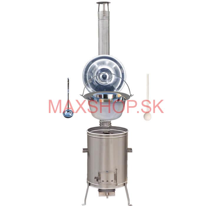 Nerezový kotlík 30 L (1,2 mm) + nerezová kotlina 45 cm LUX + vareška a naberačka