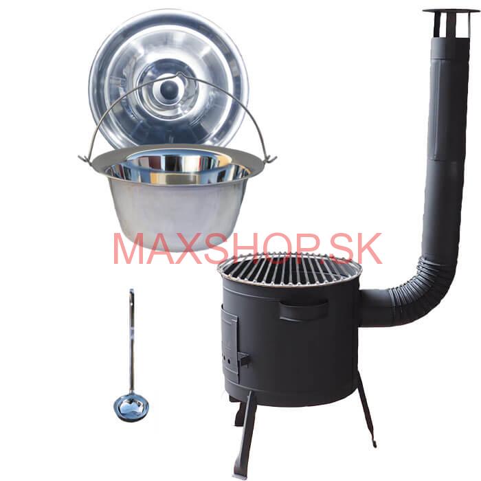 Nerezový kotlík 20 L (1,2 mm) INOX + Nerezový rošt 45 cm + nízka žiaruvzdorná kotlina 42 cm PLUS 600