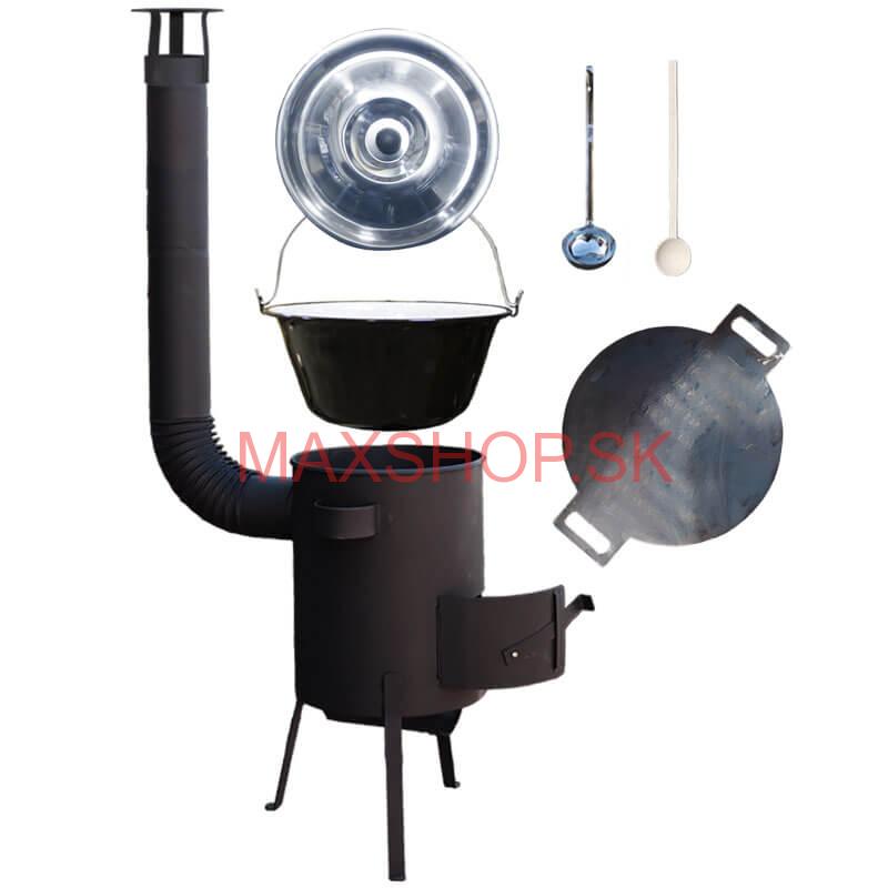 Smaltovaný kotlík 20 L + železná panvica 44 cm UNI + žiaruvzdorná kotlina 42 PLUS 600 4 MM