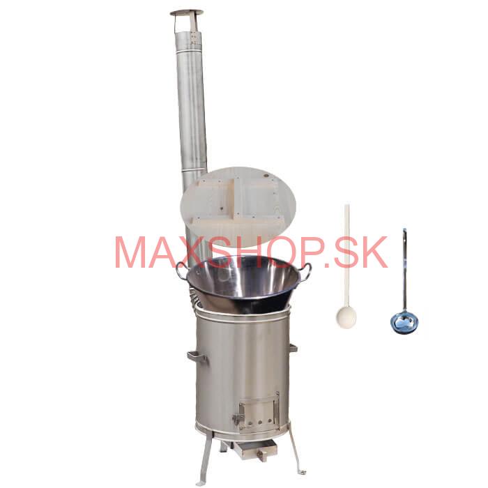 Zabíjačkový nerezový kotol 100 L + nerezová kotlina 60 cm + vareška a naberačka
