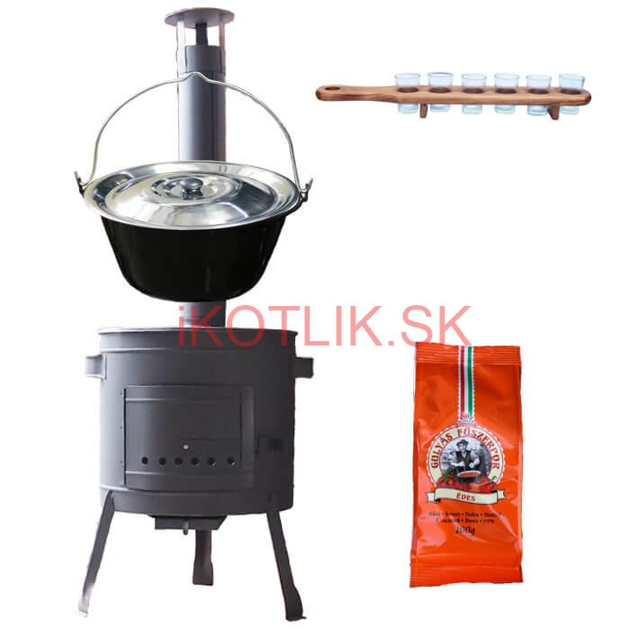 Smaltovaný kotlík 20 L (1,2 mm) + korenie + štamperlíky + nízka žiaruvzdorná kotlina (0,8 mm) 42 PLUS 600