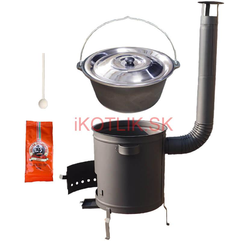 Liatinový kotlík 16 L + Hrubostenná kotlina 36 cm (1,5 mm) STRONG + žiaruvzdorná farba Plus 600