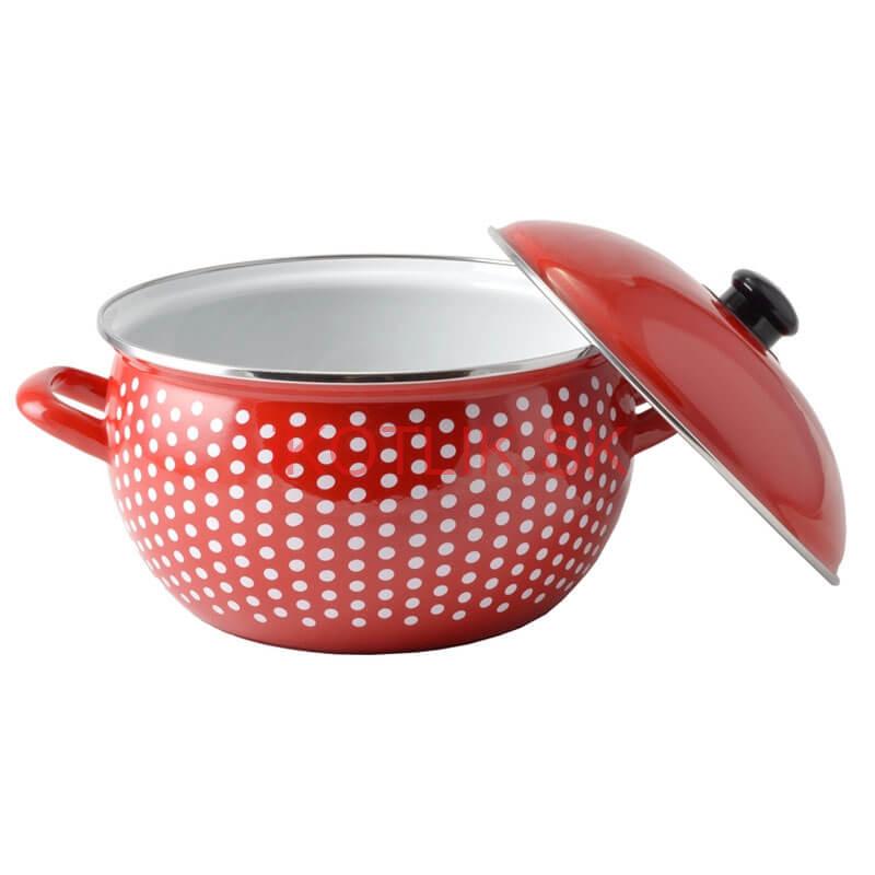 Smaltovaný hrniec 2 l červený 16 cm (bodkovaný)