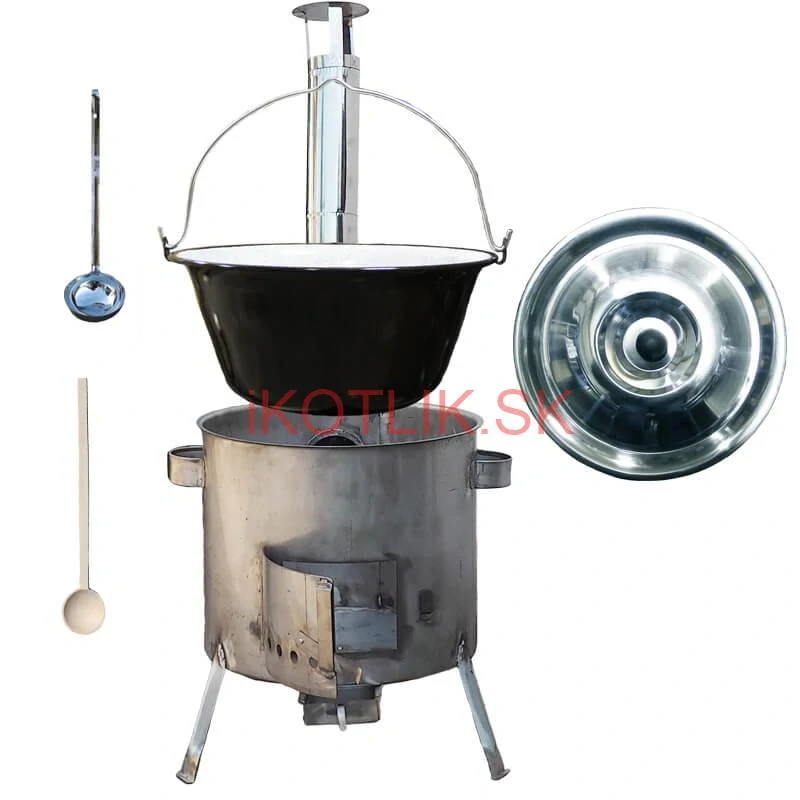 Smaltovaný kotlík 25 L (1,2 mm) + nerezová kotlina 45 cm (1,5 mm) STRONG CLASSIC