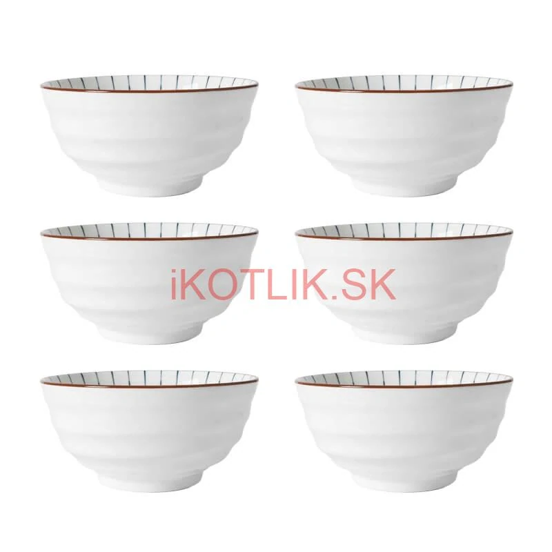Sada 6 ks veľkých keramických misiek na guláš a polievky, 1 liter