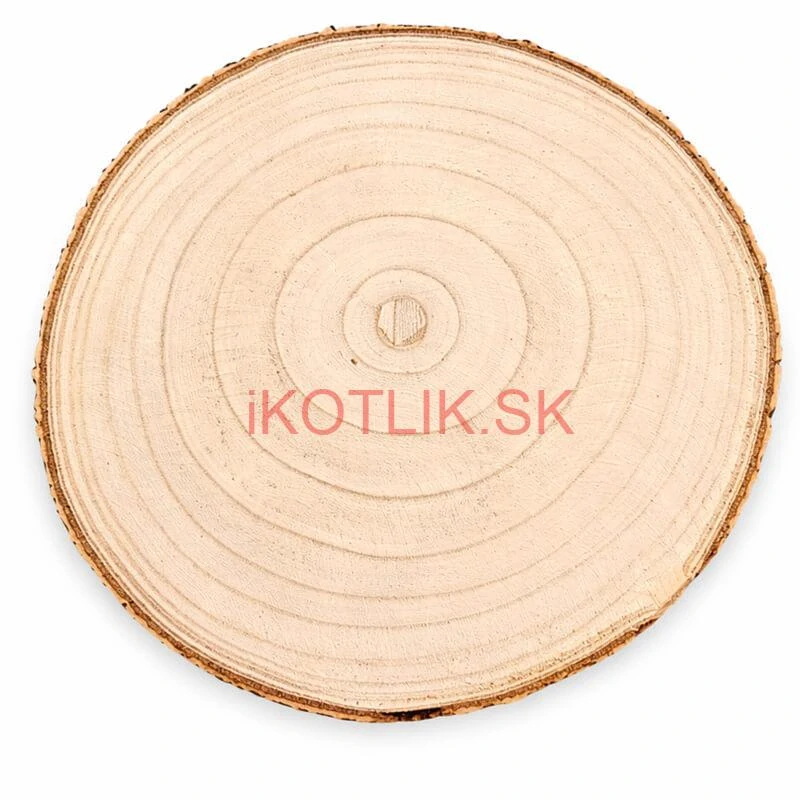 Drevený podnos z prírodného plátku dreva s kôrou Ø 20–24 cm