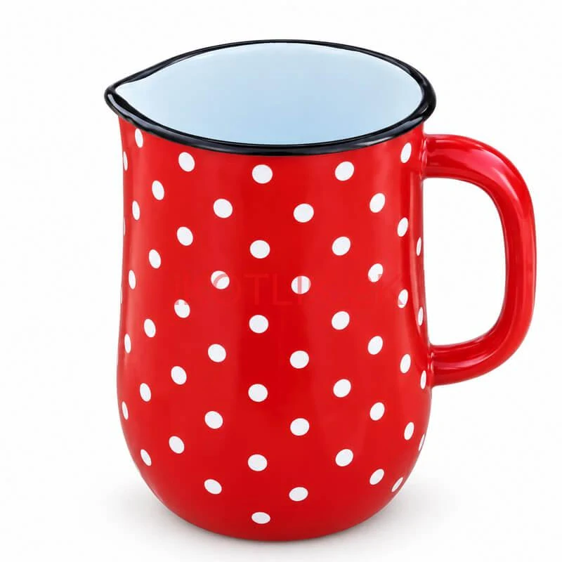 Bodkovaný smaltovaný džbán 2,5 l – červený