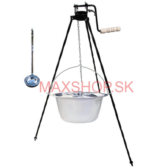 Antikorový kotlík 10 L + pokrievka + stojan s kladkou VAR