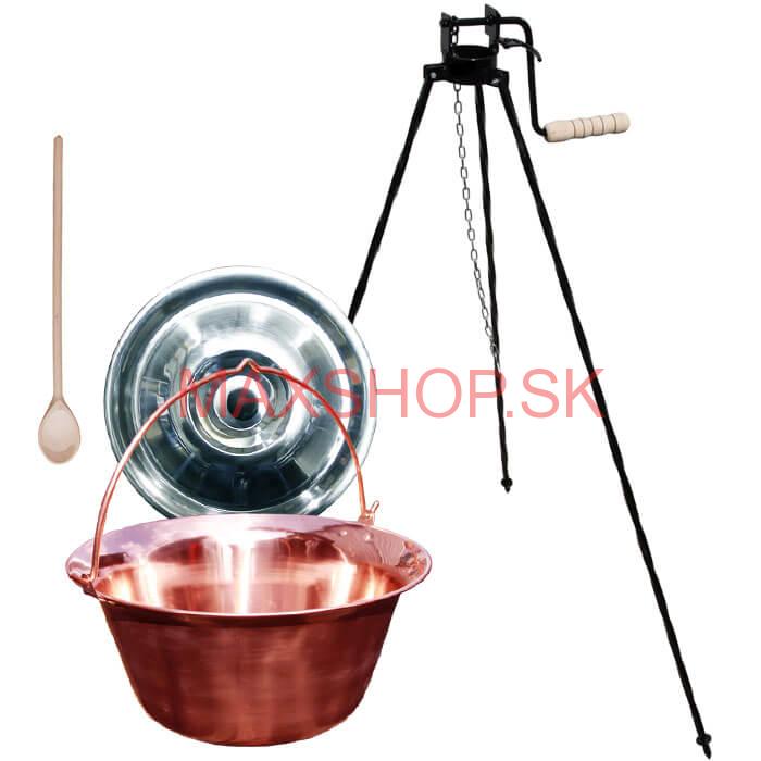Medený kotlík 14 L + stojan s kladkou VAR