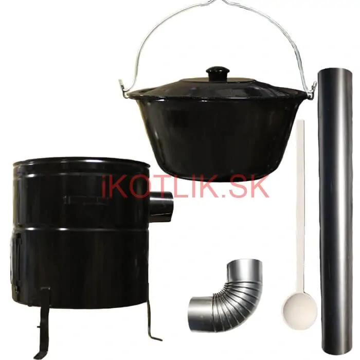 Smaltovaný kotlík 30 L (1,2 mm) + kovová kotlina 50 CLASSIC (KOV) + dymovod Max Party