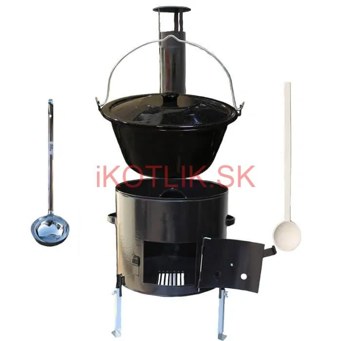 Smaltovaný kotlík 16 L (1,2 mm) + smaltovaná kotlina 39 cm + vareška a naberačka Easy party