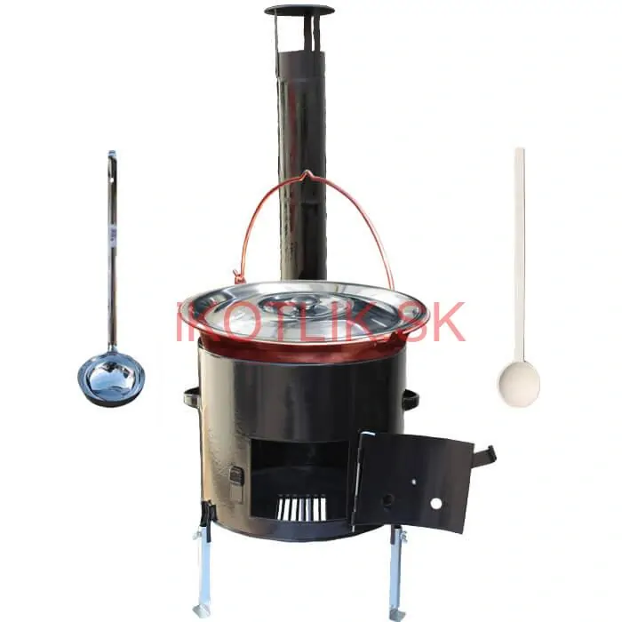 Medený kotlik 10 L (1,2 mm) + smaltovaná kotlina 31 cm + vareška a naberačka Easy party