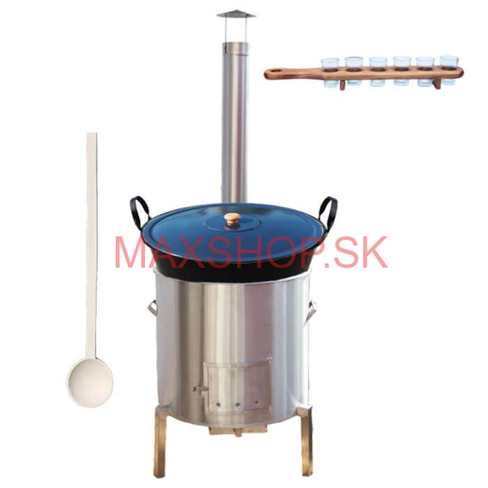 Zabíjačková súprava + smaltovaný kotol 50 L + štamperlíky