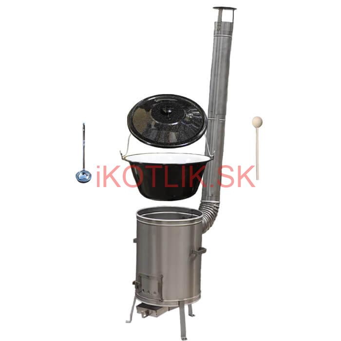 Smaltovaný kotlík 22 L (1,2 mm) + nerezová kotlina 42 cm + vareška a naberačka LUX