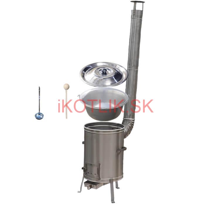 Nerezový kotlík 15 L (1,5 mm) + nerezová kotlina 36 cm + vareška a naberačka LUX