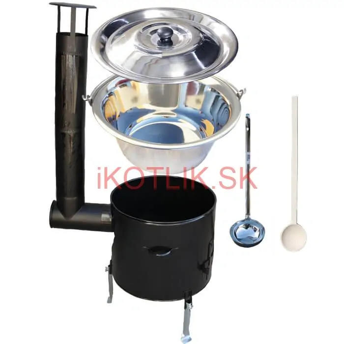 Antikorový kotlík 20 L (0,8 mm) + smaltovaná kotlina 42 cm + vareška a naberačka Easy party