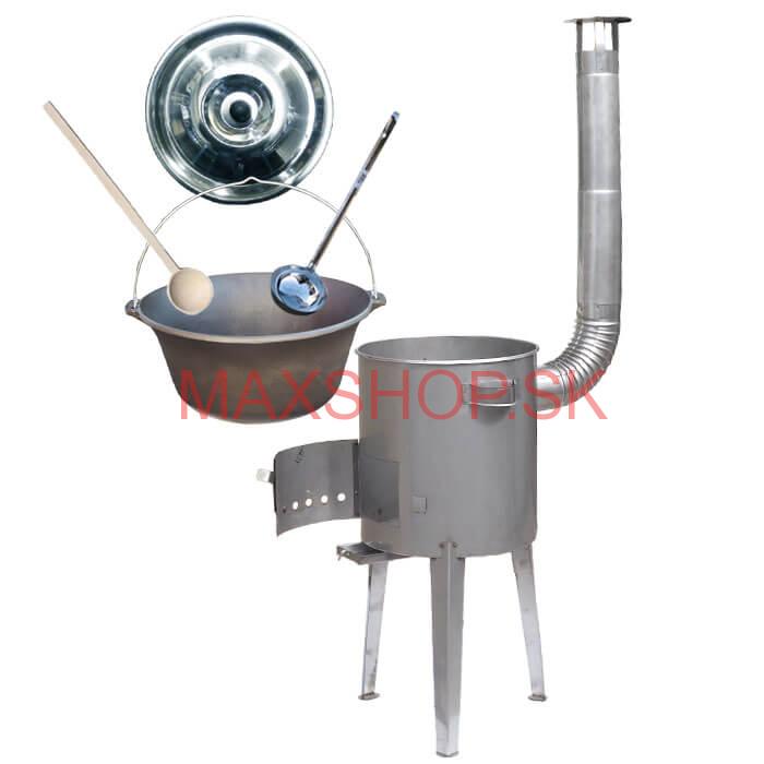 Železný kotlík 14 L (0,75 mm) + nerezová kotlina 36 cm LUXUS