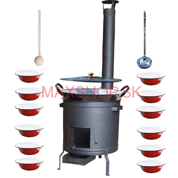 Smaltovaný kotol 80 L + smaltované taniere 12 ks PLUS 600