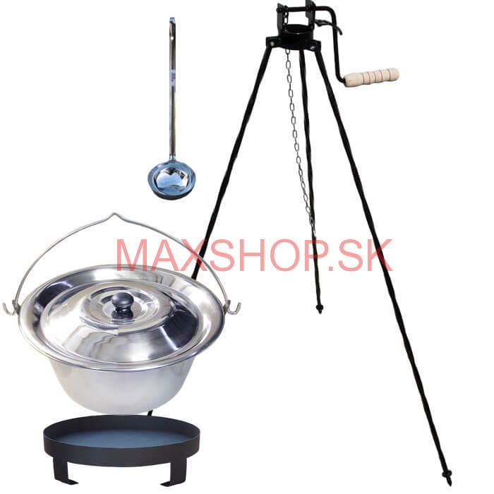 Antikorový kotlík 22 L (0,8 mm) + Ohnisko + stojan s kladkou VAR