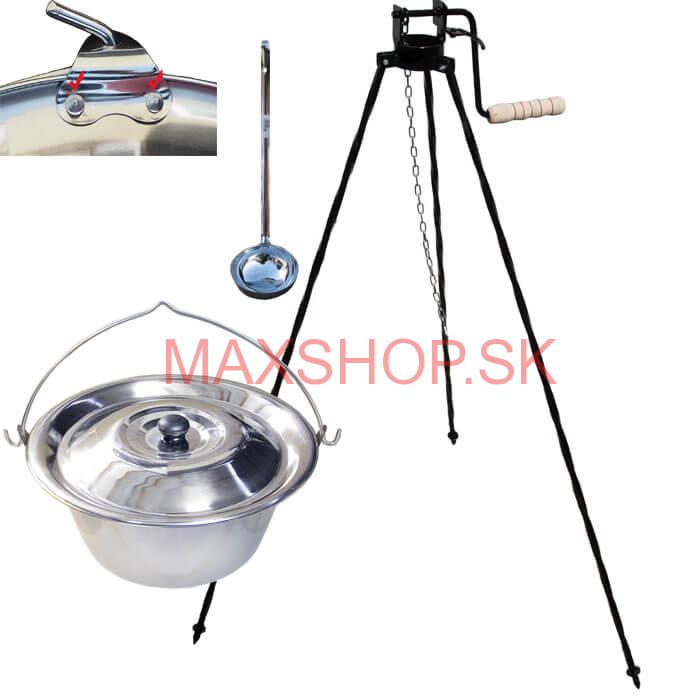 Antikorový kotlík 20 L (0,8 mm) s nitmi + stojan s kladkou VAR