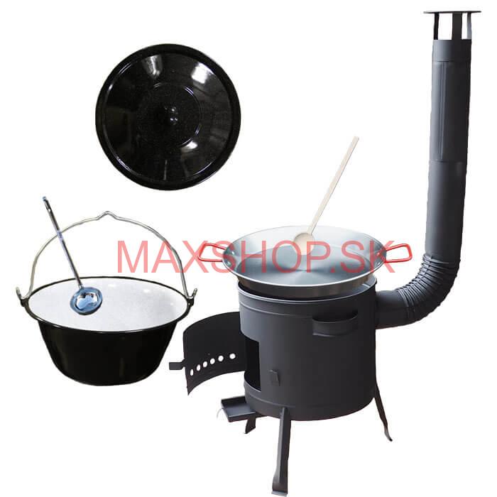 Smaltovaný kotlík 20 L + Paella oceľová panvica 46 cm + žiaruvzdorná nízka kotlina 42 PLUS 600