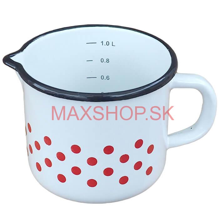 Smaltovaný hrnček s výlevkou 1 L - bodkovaný