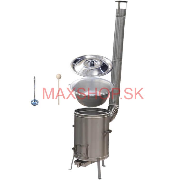 Nerezový kotlík 30 L (1,5 mm) + nerezová kotlina 45 cm LUX + vareška a naberačka