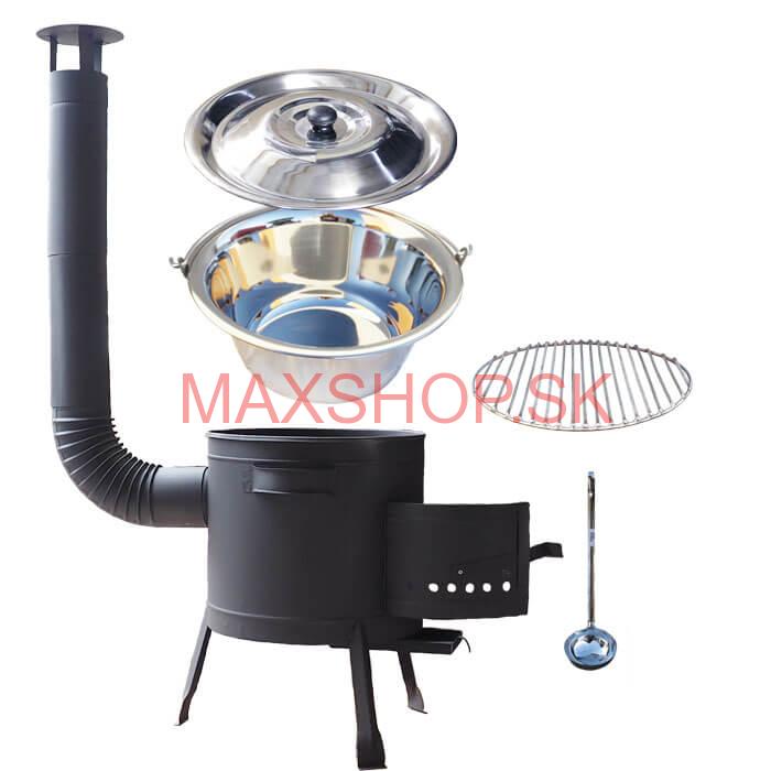 Nerezový kotlík 20 L (1,2 mm) INOX + Nerezový rošt 45 cm + nízka žiaruvzdorná kotlina 42 cm PLUS 600