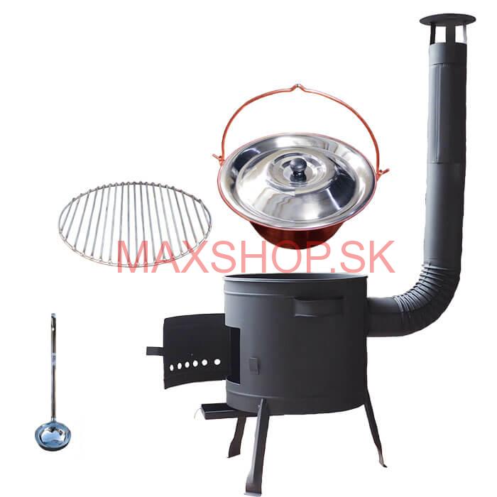 Medený kotlík 20 L (1,2 mm) + Nerezový rošt 45 cm + nízka žiaruvzdorná kotlina 42 cm PLUS 600