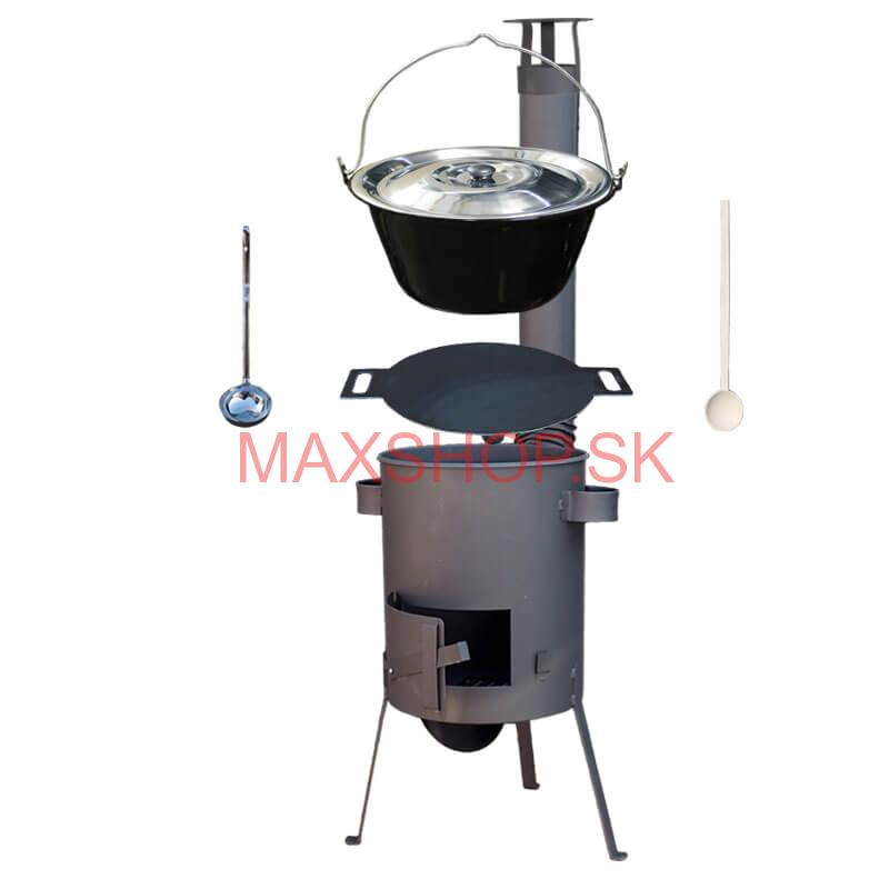 Smaltovaný kotlík 13 L + železná panvica 38 cm UNI + žiaruvzdorná kotlina 36 PLUS 600 4 MM