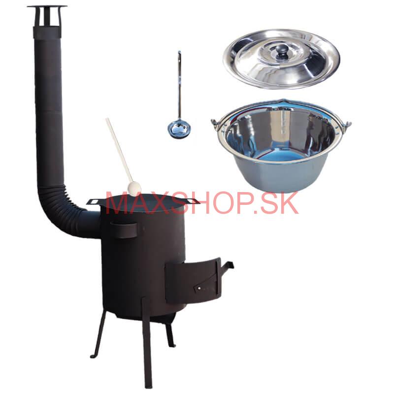 Nerezový kotlík 15 L (1,2 mm) + železná panvica 38 cm UNI + kotlina 36 cm PLUS 600 4 MM