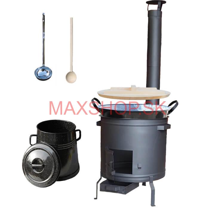 Smaltovaný kotol 100 L + žiaruvzdorná kotlina 60 cm PLUS 600 + Nádoba na masť 10 L