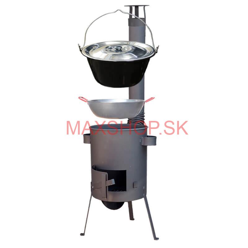 Smaltovaný kotlík 22 L + Panvica PAELLA (WOK) 45 cm + sladká paprika 50 g + žiaruvzdorná kotlina 42 PLUS 600 s roštom na popol 4 mm