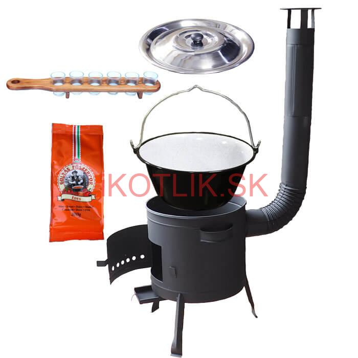 Smaltovaný kotlík 20 L (1,2 mm) + korenie + štamperlíky + nízka žiaruvzdorná kotlina (0,8 mm) 42 PLUS 600