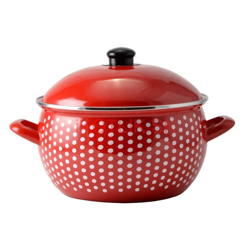 Smaltovaný hrniec 6 l červený 24 cm (bodkovaný)