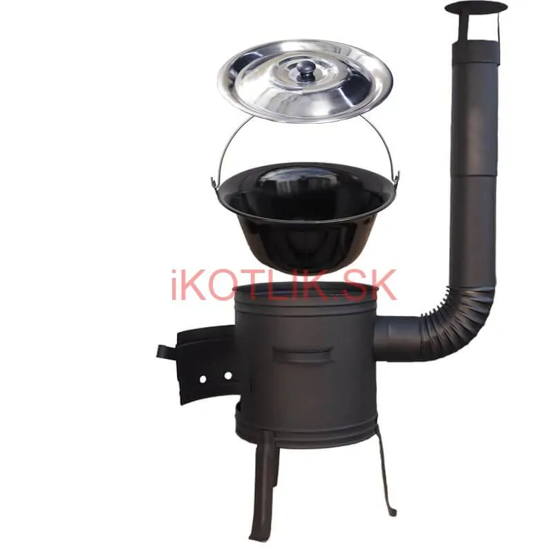 Smaltovaný kotlík 11 L BLACK + nerezová poklice INOX + žáruvzdorná kotlina 33 cm Plus 700