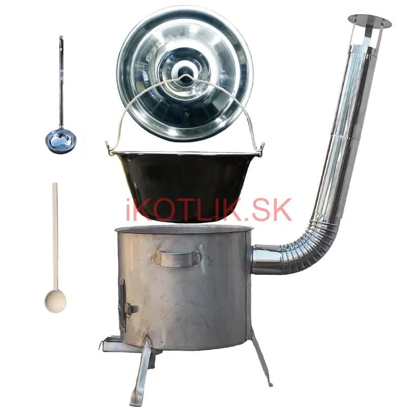 Smaltovaný kotlík 30 L (1,2 mm) + nerezová kotlina 45 cm (1,5 mm) STRONG CLASSIC