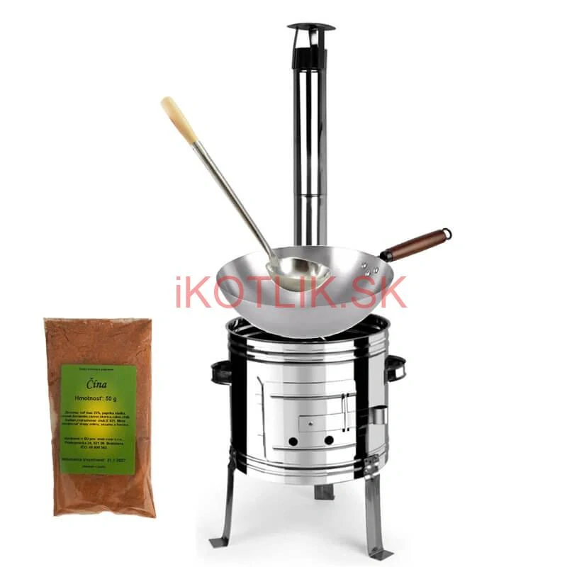 Nerezový kotlík 10 L (0,8 mm) + nerezová kotlina 31 INOX + Wok + korenie 50 g