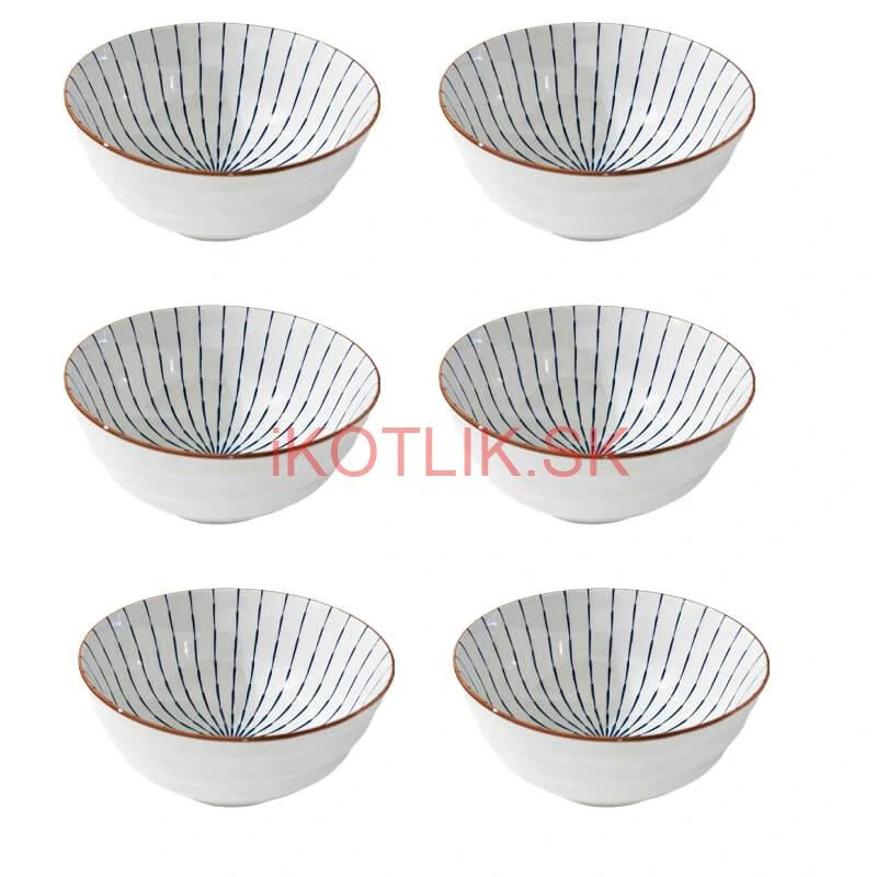 Sada 6 ks veľkých keramických misiek na guláš a polievky, 1 liter