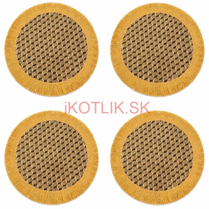 Prírodné podložky pod tanier so strapcami 37 cm, 4 ks