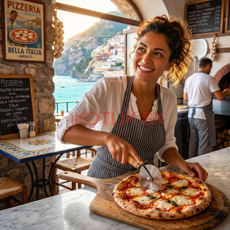 Krájač na pizzu s drevenou rukoväťou 22 cm