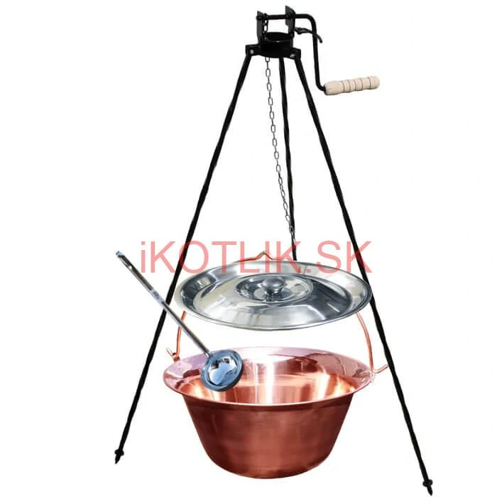 Medený kotlík 20 L (1,2 mm) + pokrievka + stojan s kladkou VAR