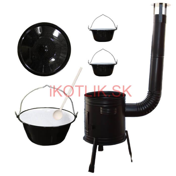 Smaltovaný kotlík 30 L (1,2 mm) + kovová kotlina 45 CLASSIC (KOV) + 2 smaltované servírovacie kotlíky 0,8 L