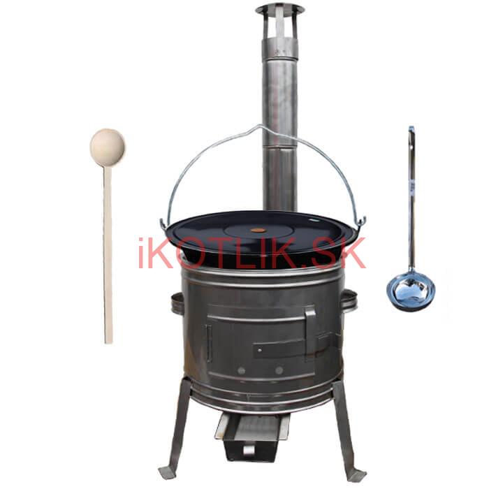 Smaltovaný kotlík 16 L (1,2 mm) + nerezová kotlina 39 cm + vareška a naberačka TOPLUX